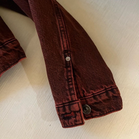 Hudson Jeans Jacket - Women's Medium Red - Denim Trucker Shearling - Picture 7 of 13